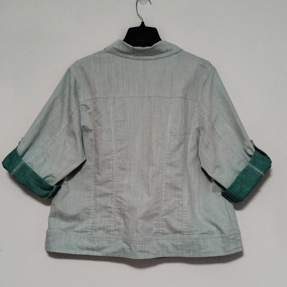 Women's Light Green Denim Jacket / Size 2X - Picture 6 of 10